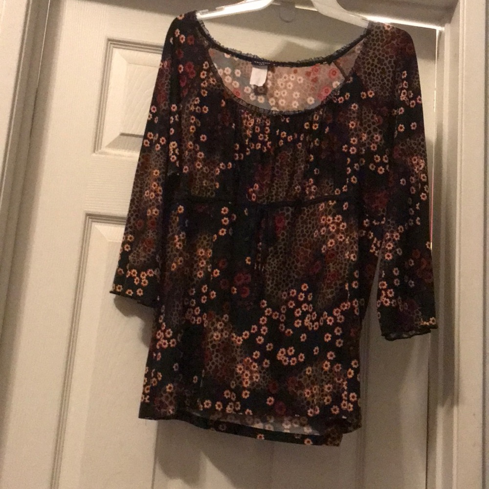 Beautiful blouse black with flowers
